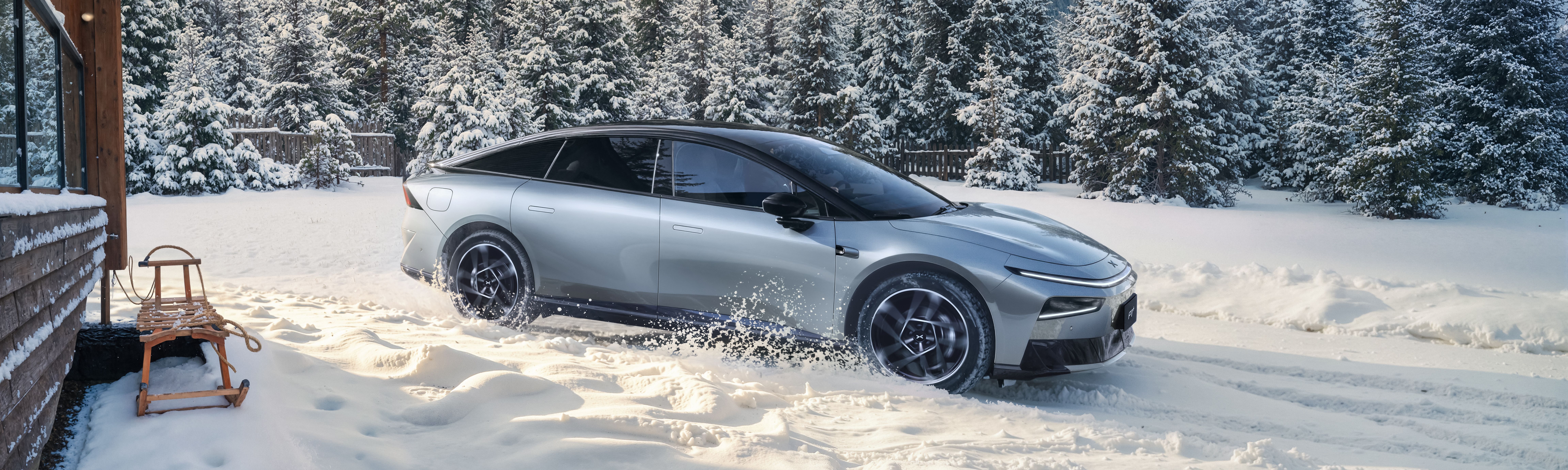 XPENG P7+ im Schnee mit Winterrädern