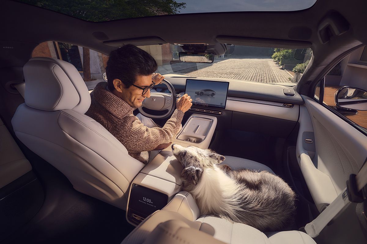 helles Interieur mit großzügigem Platz für Fahrer und Hund