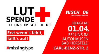 Informationsbild zur Blutspende bei uns im Autohaus SCHADE in Bad Hersfeld